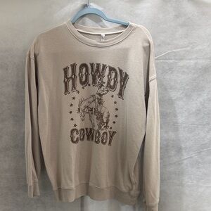 Howdy Cowboy Graphic Sweater - Tan
